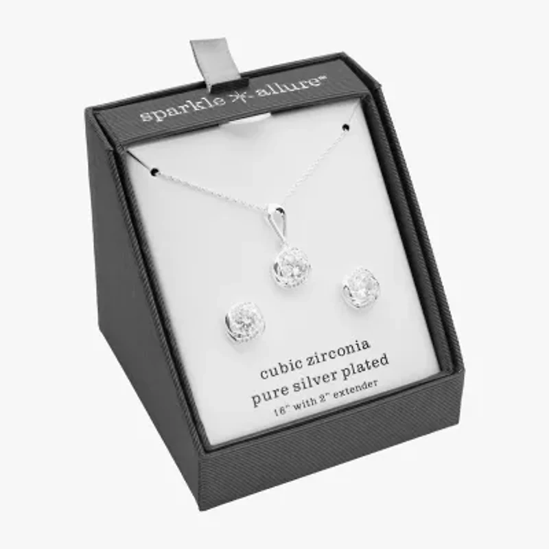 Sparkle Allure Womens Cubic Zirconia Pure Silver Over Brass Knot 2-pc. Jewelry Set