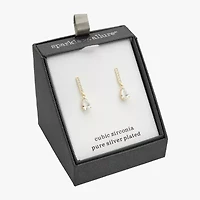 Sparkle Allure Womens Cubic Zirconia 14K Gold Over Brass Drop Earrings
