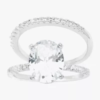 Sparkle Allure Womens Cubic Zirconia Pure Silver Over Brass Oval Bridal Set