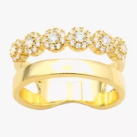 Sparkle Allure Womens 4.5MM Cubic Zirconia 14K Gold Over Brass Round Band