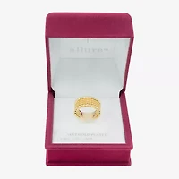 Sparkle Allure Textured Faux Stack Womens 6MM Cubic Zirconia 14K Gold Over Brass Band