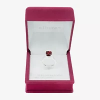Sparkle Allure Split Shank Womens Red Crystal Pure Silver Over Brass Rectangular Halo Cocktail Ring