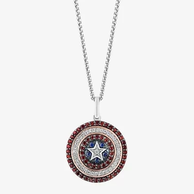 Marvel Fine Jewelry Shield Womens 1/8 CT. T.W. Genuine Red Garnet 14K Rose Gold Over Silver Sterling Silver 18 Inch Pendant Necklace