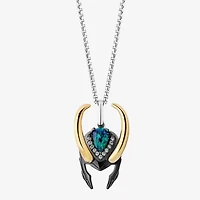 Marvel Fine Jewelry Womens Diamond Accent Lab Created Green Opal 14K Gold Over Silver Sterling Silver 18 Inch Pendant Necklace