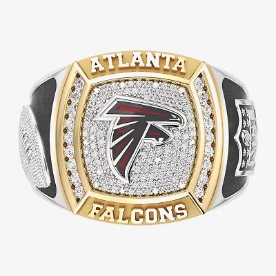 True Fans Fine Jewelry Atlanta Falcons Mens 1/2 CT. Natural White Diamond 10K Two Tone Gold Fashion Ring