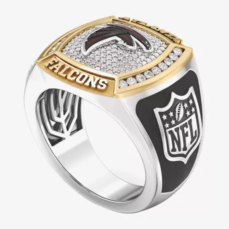 True Fans Fine Jewelry Atlanta Falcons Mens 1/2 CT. Natural White Diamond 10K Two Tone Gold Fashion Ring