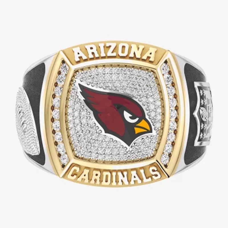 True Fans Fine Jewelry Arizona Cardinals Mens 1/2 CT. Natural White Diamond 10K Two Tone Gold Fashion Ring