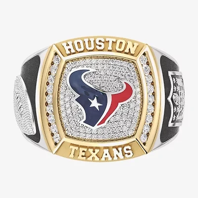 True Fans Fine Jewelry Houston Texans Mens 1/2 CT. Natural White Diamond 10K Two Tone Gold Fashion Ring