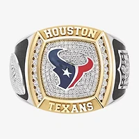 True Fans Fine Jewelry Houston Texans Mens 1/2 CT. Natural White Diamond 10K Two Tone Gold Fashion Ring