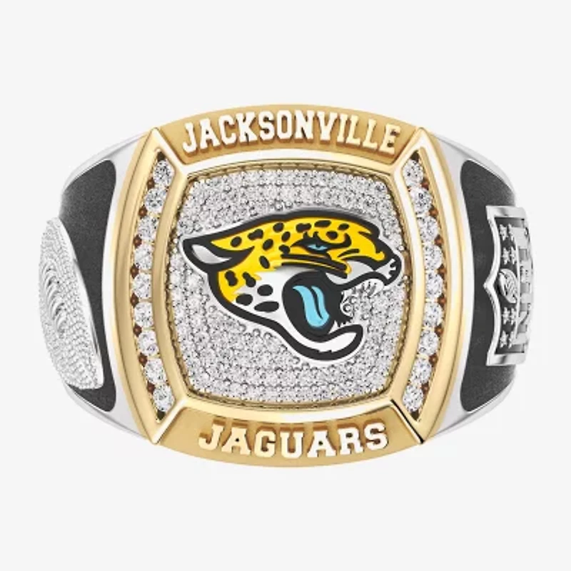 True Fans Fine Jewelry Jacksonville Jaguars Mens 1/2 CT. Natural White Diamond 10K Two Tone Gold Fashion Ring