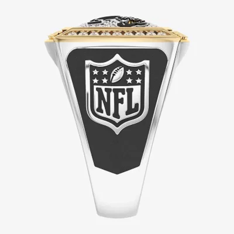 True Fans Fine Jewelry Jacksonville Jaguars Mens 1/2 CT. Natural White Diamond 10K Two Tone Gold Fashion Ring