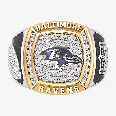 True Fans Fine Jewelry Baltimore Ravens Mens 1/2 CT. Natural White Diamond 10K Two Tone Gold Fashion Ring