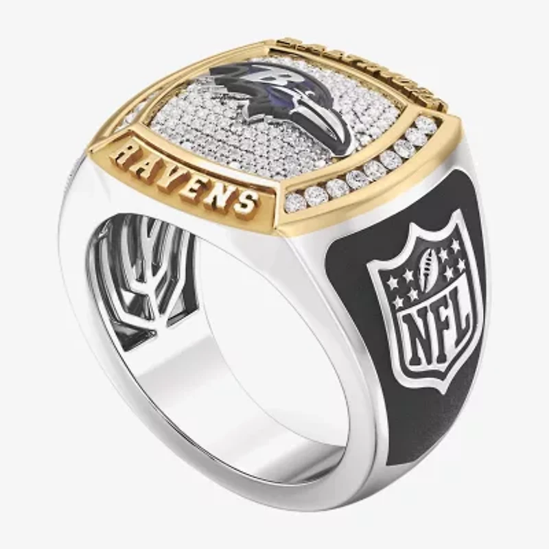 True Fans Fine Jewelry Baltimore Ravens Mens 1/2 CT. Natural White Diamond 10K Two Tone Gold Fashion Ring