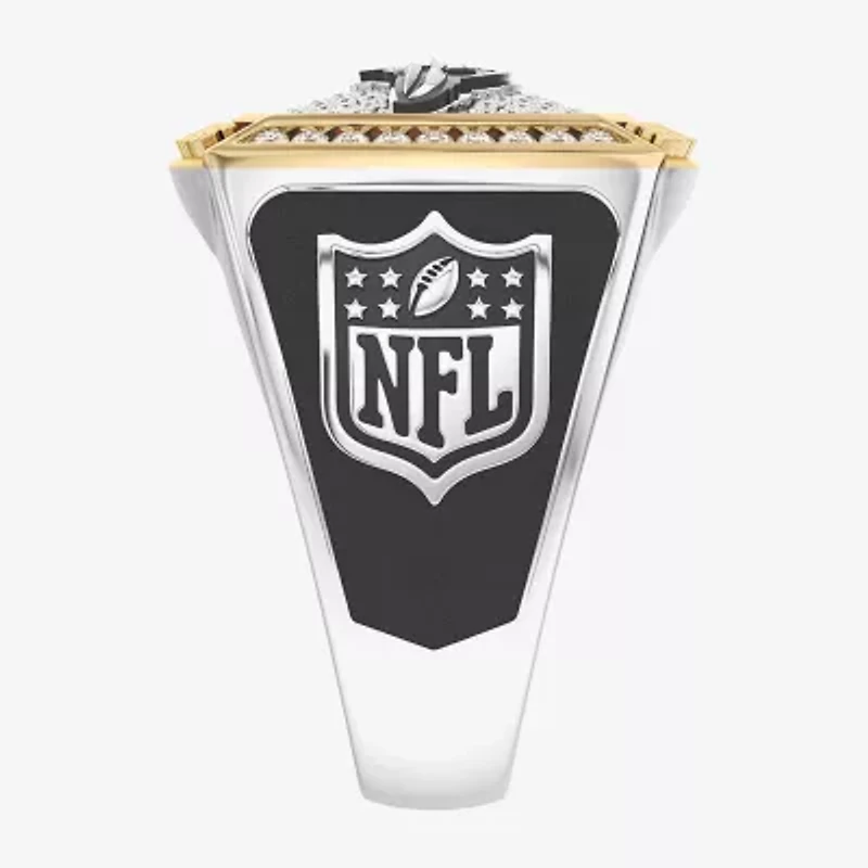 True Fans Fine Jewelry Baltimore Ravens Mens 1/2 CT. Natural White Diamond 10K Two Tone Gold Fashion Ring