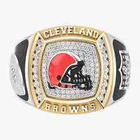 True Fans Fine Jewelry Cleveland Browns Mens 1/2 CT. Natural White Diamond 10K Two Tone Gold Fashion Ring