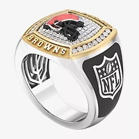 True Fans Fine Jewelry Cleveland Browns Mens 1/2 CT. Natural White Diamond 10K Two Tone Gold Fashion Ring