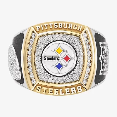 True Fans Fine Jewelry Pittsburgh Steelers Mens 1/2 CT. Natural White Diamond 10K Two Tone Gold Fashion Ring
