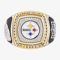 True Fans Fine Jewelry Pittsburgh Steelers Mens 1/2 CT. Natural White Diamond 10K Two Tone Gold Fashion Ring