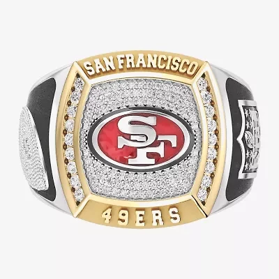 True Fans Fine Jewelry San Francisco 49ers Mens 1/2 CT. Natural White Diamond 10K Two Tone Gold Fashion Ring