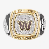 True Fans Fine Jewelry Washington Commanders Mens 1/2 CT. Natural White Diamond 10K Two Tone Gold Fashion Ring