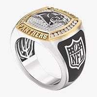 True Fans Fine Jewelry Carolina Panthers Mens 1/2 CT. Natural White Diamond 10K Two Tone Gold Fashion Ring