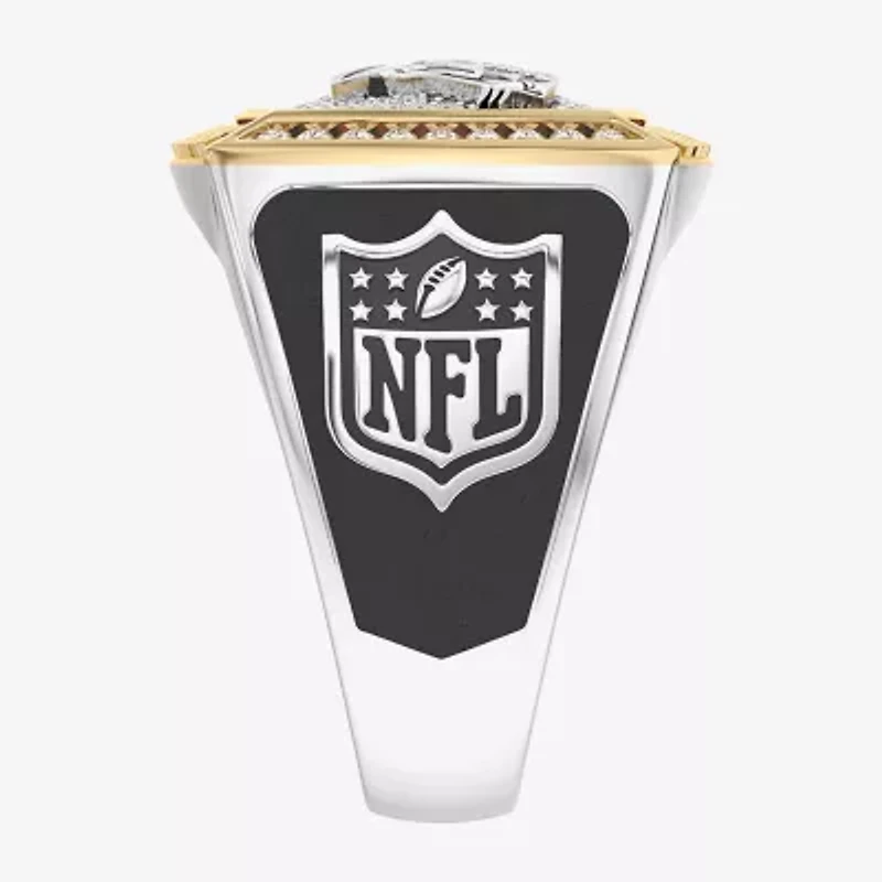 True Fans Fine Jewelry Carolina Panthers Mens 1/2 CT. Natural White Diamond 10K Two Tone Gold Fashion Ring