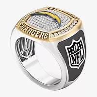 True Fans Fine Jewelry Los Angeles Chargers Mens 1/2 CT. Natural White Diamond 10K Two Tone Gold Fashion Ring