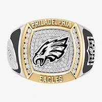 True Fans Fine Jewelry Philadelphia Eagles Mens 1/2 CT. Natural White Diamond 10K Gold Sterling Silver Fashion Ring