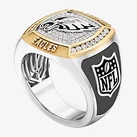 True Fans Fine Jewelry Philadelphia Eagles Mens 1/2 CT. Natural White Diamond 10K Gold Sterling Silver Fashion Ring