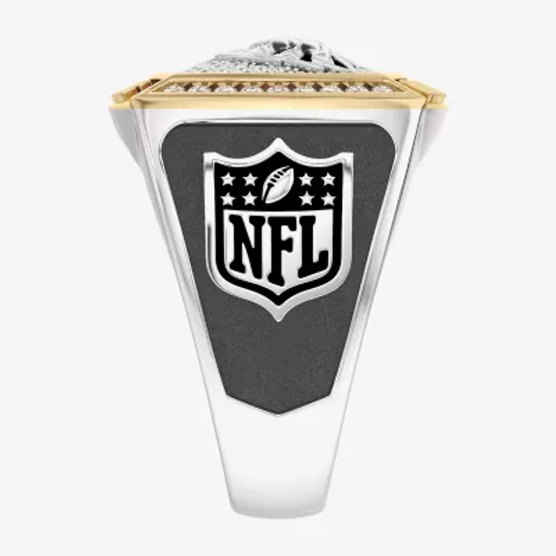 True Fans Fine Jewelry Philadelphia Eagles Mens 1/2 CT. Natural White Diamond 10K Gold Sterling Silver Fashion Ring