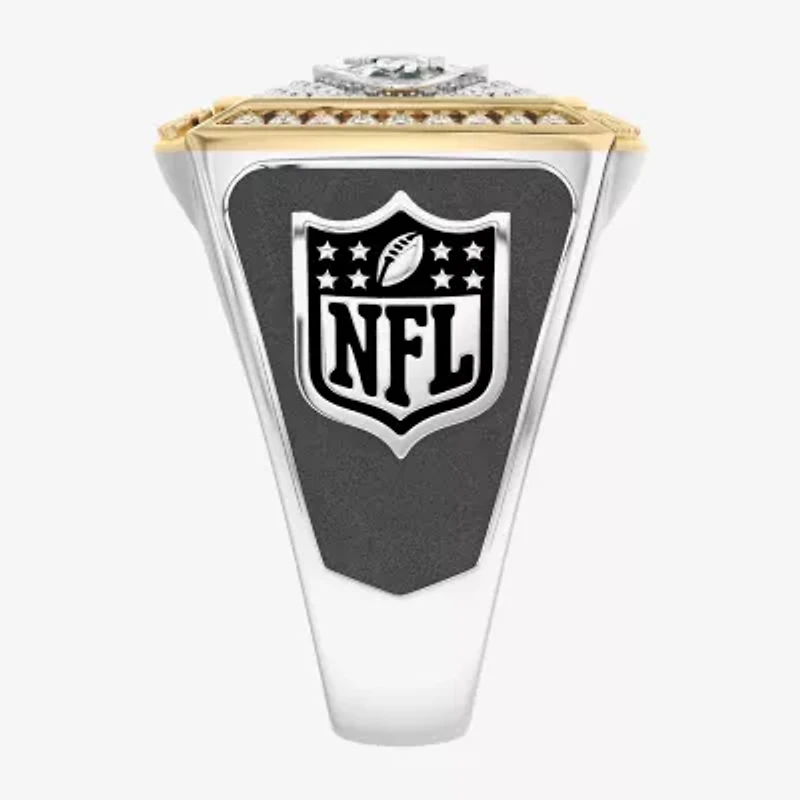 True Fans Fine Jewelry New York Jets Mens 1/2 CT. Natural White Diamond 10K Two Tone Gold Fashion Ring
