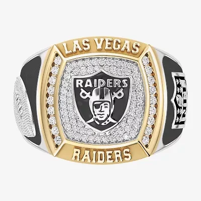 True Fans Fine Jewelry Las Vegas Raiders Mens 1/2 CT. Natural White Diamond 10K Two Tone Gold Fashion Ring
