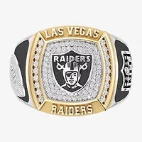 True Fans Fine Jewelry Las Vegas Raiders Mens 1/2 CT. Natural White Diamond 10K Two Tone Gold Fashion Ring