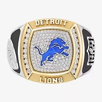 True Fans Fine Jewelry Detroit Lions Mens 1/2 CT. Natural White Diamond 10K Two Tone Gold Fashion Ring