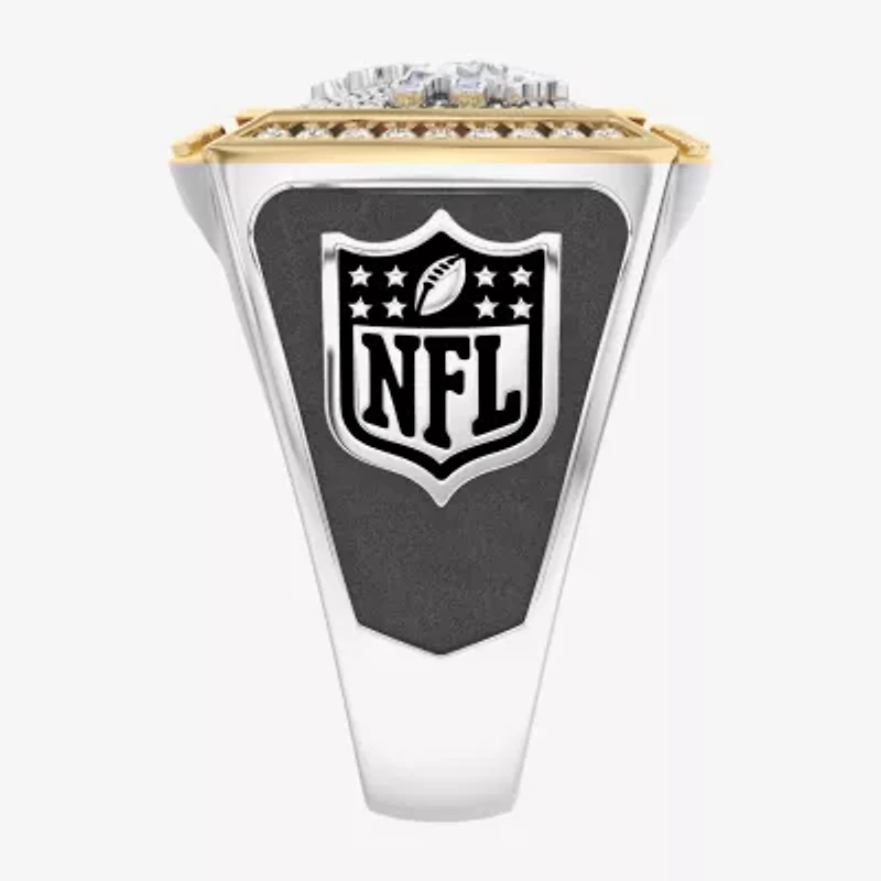 True Fans Fine Jewelry Detroit Lions Mens 1/2 CT. Natural White Diamond 10K Two Tone Gold Fashion Ring