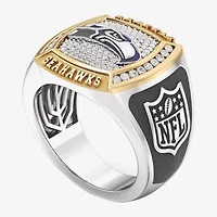 True Fans Fine Jewelry Seattle Seahawks Mens 1/2 CT. Natural White Diamond 10K Two Tone Gold Fashion Ring