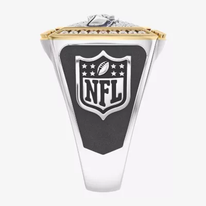 True Fans Fine Jewelry Seattle Seahawks Mens 1/2 CT. Natural White Diamond 10K Two Tone Gold Fashion Ring