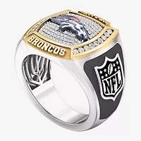 True Fans Fine Jewelry Denver Broncos Mens 1/2 CT. Natural White Diamond 10K Two Tone Gold Fashion Ring