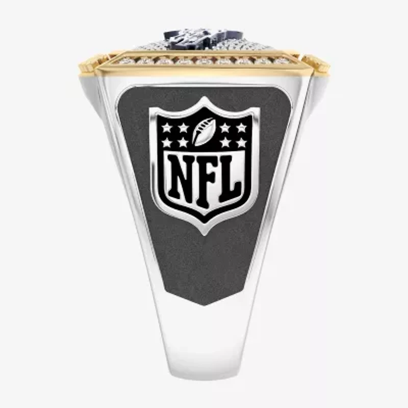 True Fans Fine Jewelry Denver Broncos Mens 1/2 CT. Natural White Diamond 10K Two Tone Gold Fashion Ring
