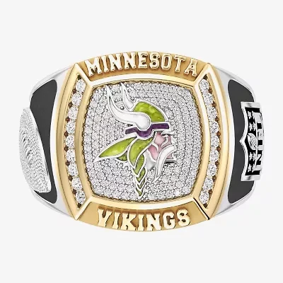 True Fans Fine Jewelry Minnesota Vikings Mens 1/2 CT. Natural White Diamond 10K Two Tone Gold Fashion Ring