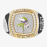 True Fans Fine Jewelry Minnesota Vikings Mens 1/2 CT. Natural White Diamond 10K Two Tone Gold Fashion Ring