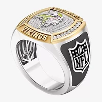 True Fans Fine Jewelry Minnesota Vikings Mens 1/2 CT. Natural White Diamond 10K Two Tone Gold Fashion Ring