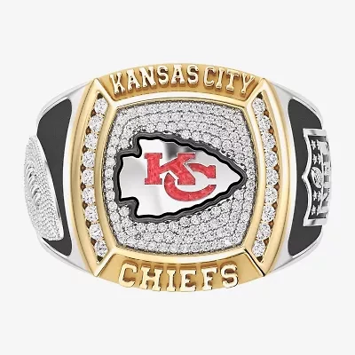 True Fans Fine Jewelry Kansas City Chiefs Mens 1/2 CT. Natural White Diamond 10K Two Tone Gold Arrow Fashion Ring
