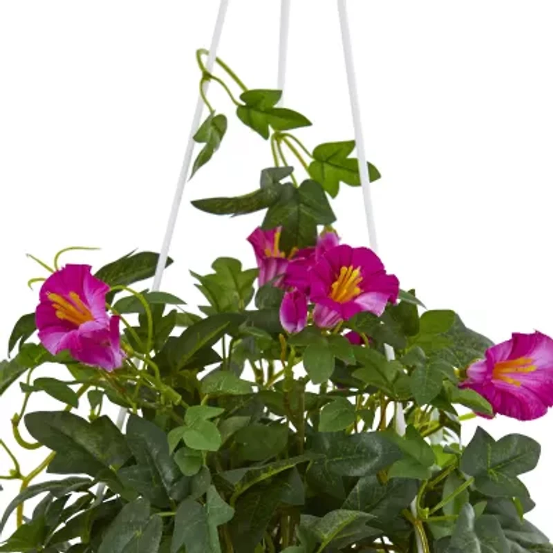 Nearly Natural 30" Petunia Hanging Basket Artificial Plant