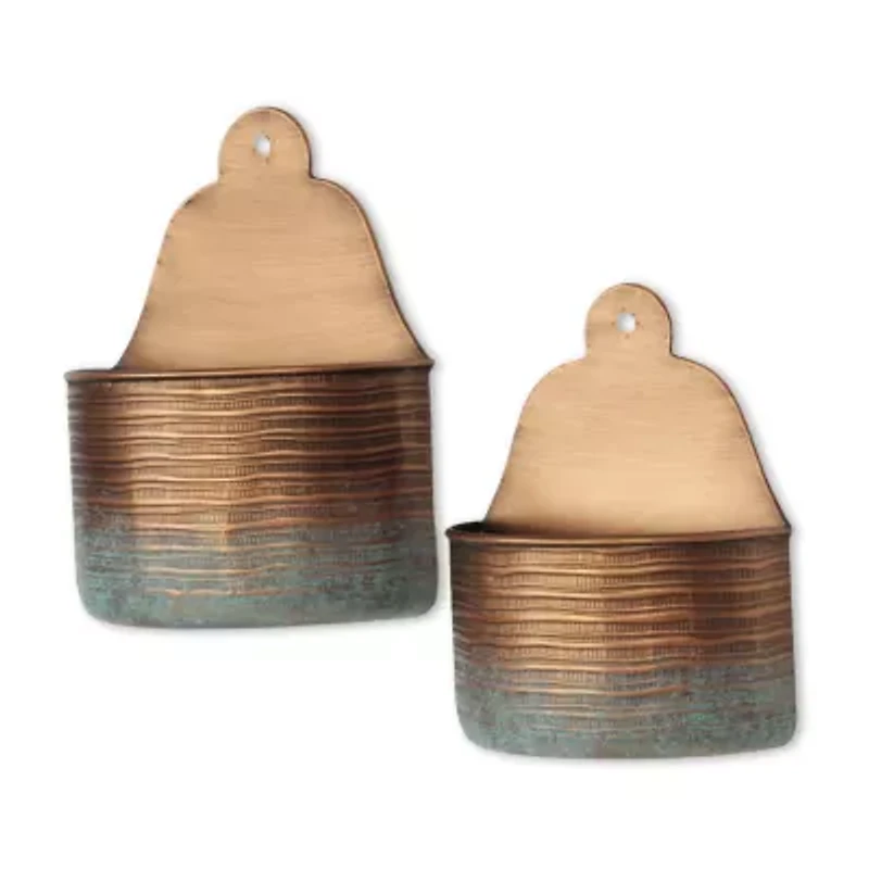 Cheungs Kyani Copper Planter Handmade 2-pc. Wall Mount Wall Basket