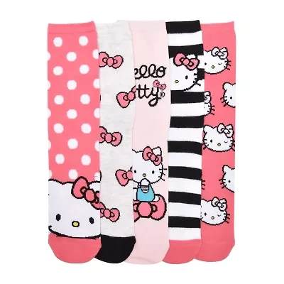Womens 5 Pair Hello Kitty Crew Socks