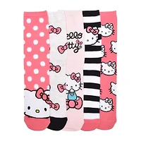Womens 5 Pair Hello Kitty Crew Socks