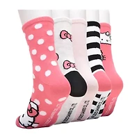 Womens 5 Pair Hello Kitty Crew Socks