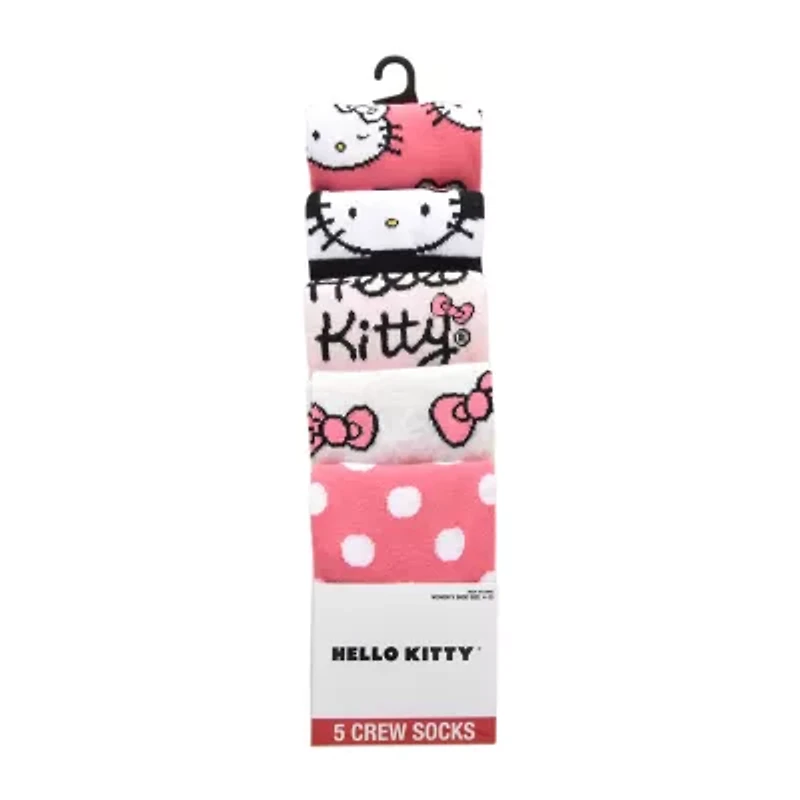 Womens 5 Pair Hello Kitty Crew Socks