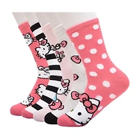 Womens 5 Pair Hello Kitty Crew Socks